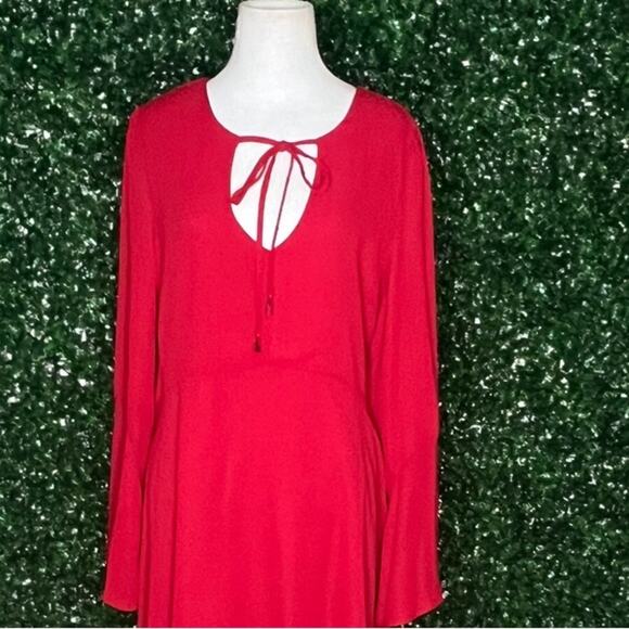 NWOT Sam Edelman Women’s Red V-Neck Bell Sleeve Mini Dress - Sz 14 - Picture 3 of 8